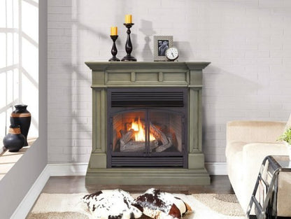 Duluth Forge Dual Fuel Ventless Gas Fireplace With Mantel – 32,000 BTU, T-Stat Control, Slate Gray Finish – Model# DFS-400T-2GR