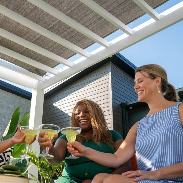 14×10 Windham Modern Steel Pergola With Sail Shade Soft Canopy