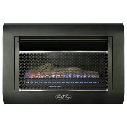 Duluth Forge Dual Fuel Ventless Linear Wall Gas Fireplace With Log – 26,000 BTU, T-Stat Control – Model# DF300L