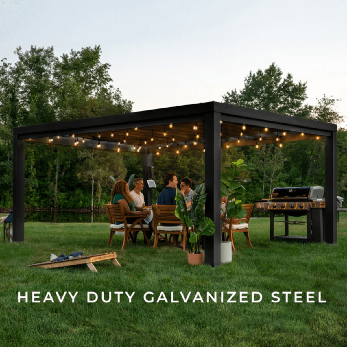 Trenton 16×12 Modern Steel Pergola by Backyard Discovery