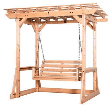 Backyard Discovery Callahan Cedar Wood Outdoor Pergola Swing Bench