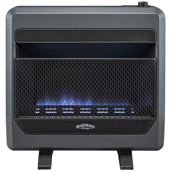 Bluegrass Living Natural Gas Vent Free Blue Flame Gas Space Heater With Blower and Base Feet – 30,000 BTU, T-Stat Control – Model# B30TNB-BB