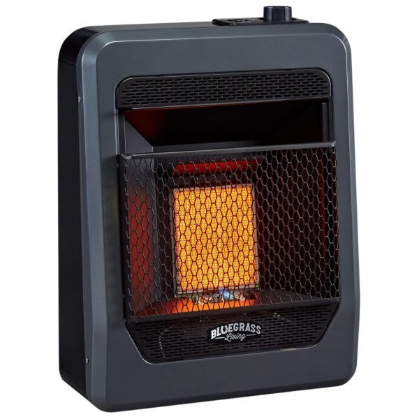 Bluegrass Living Natural Gas Vent Free Infrared Gas Space Heater With Base Feet – 10,000 BTU, T-Stat Control – Model# B10TNIR-B