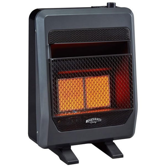Bluegrass Living Natural Gas Vent Free Infrared Gas Space Heater With Blower and Base Feet – 20,000 BTU, T-Stat Control – Model# B20TNIR-BB