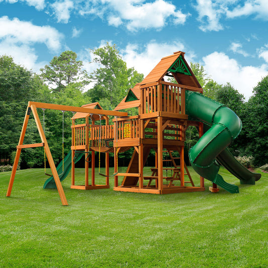 Gorilla Playsets Treasure Trove II Treehouse Wooden Swing Set