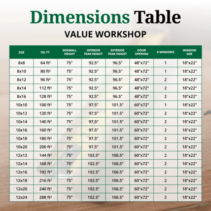 Value Workshop Outdoor Wood Storage Shed