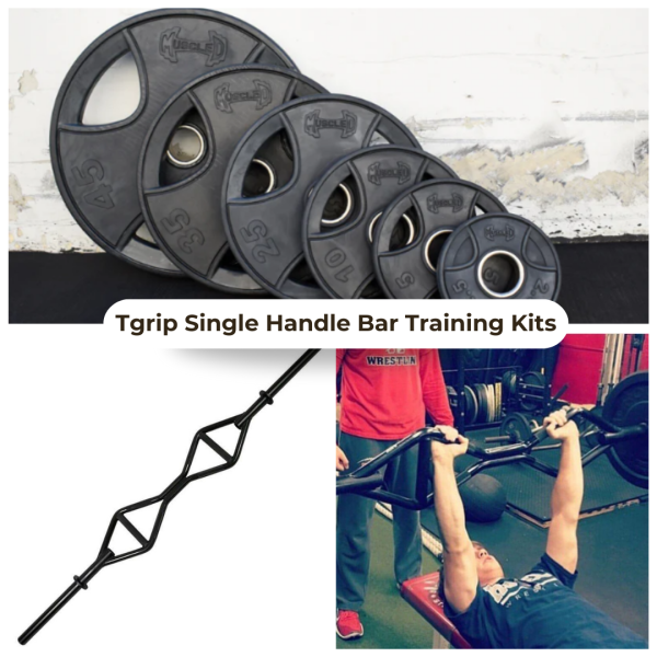 TGrip Pro Series Single Handle Bar with Solid Olympic Sleeves Training Kits – Multi Grip – Functional Training – Football – Swiss – Neutral