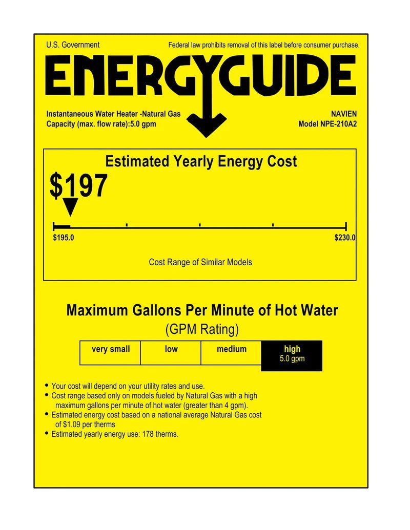 Navien NPE-210A2 High efficiency Condensing Tankless Water Heater