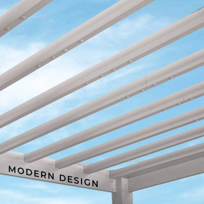 14×10 Windham Modern Steel Pergola With Sail Shade Soft Canopy