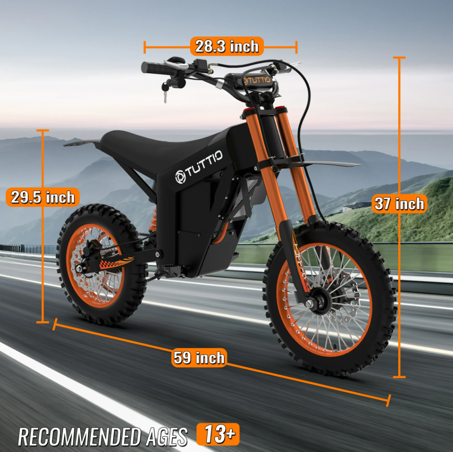TUTTIO Soleil01 Electric Dirt Bike for Adults 200N.m High Torque 2000W Motor 48V 21Ah Battery Top Speed 37Mph All-terrain Electric Bicycles