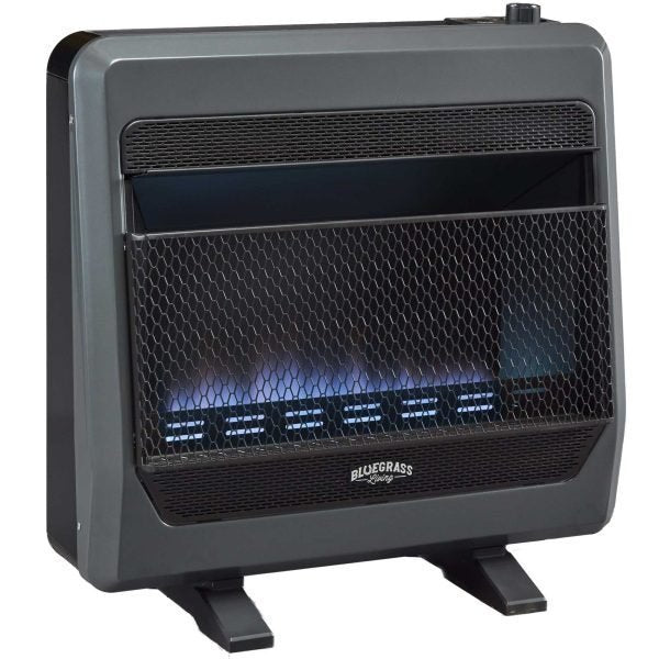 Bluegrass Living Natural Gas Vent Free Blue Flame Gas Space Heater With Blower and Base Feet – 30,000 BTU, T-Stat Control – Model# B30TNB-BB