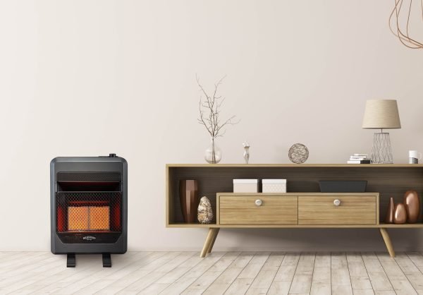 Bluegrass Living Natural Gas Vent Free Infrared Gas Space Heater With Blower and Base Feet – 20,000 BTU, T-Stat Control – Model# B20TNIR-BB