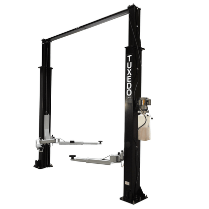Asymmetric 2 Post Car Lift Clear Floor 9,000 lbs. Capacity Heavy Duty in Black