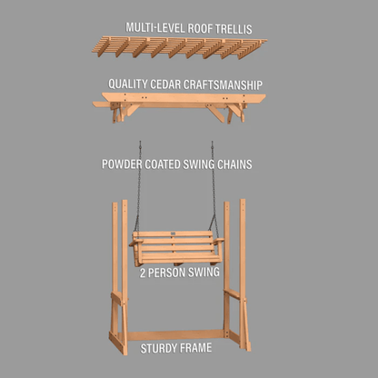Backyard Discovery Callahan Cedar Wood Outdoor Pergola Swing Bench