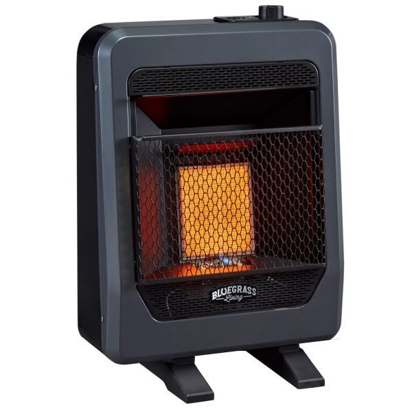 Bluegrass Living Natural Gas Vent Free Infrared Gas Space Heater With Base Feet – 10,000 BTU, T-Stat Control – Model# B10TNIR-B