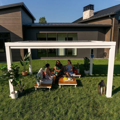 14×10 Windham Modern Steel Pergola With Sail Shade Soft Canopy